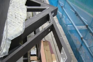 Photograph showing reef deck structural reinforcements. Photograph showing reef deck structural reinforcements.